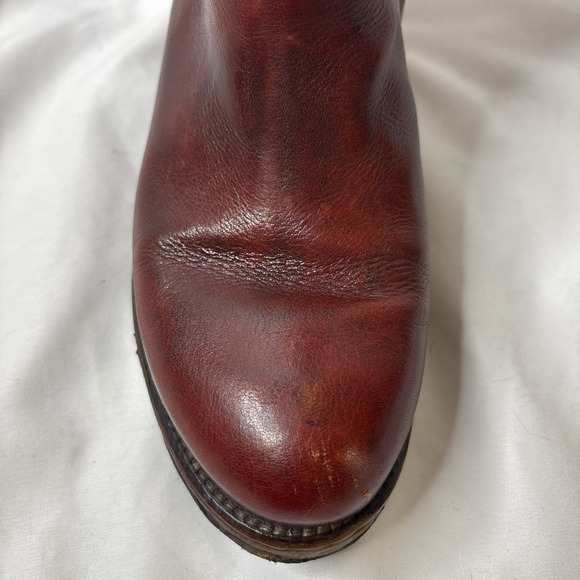 A.S.98 Airstep Women 7.5-8 / 38 Burgundy Red Leather Biker Ankle Boho Boots - Picture 15 of 16